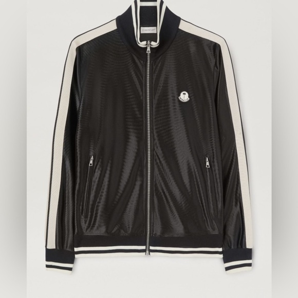 Moncler x Palm Angels unisex track shiny zip up in black NWT - Picture 1 of 13